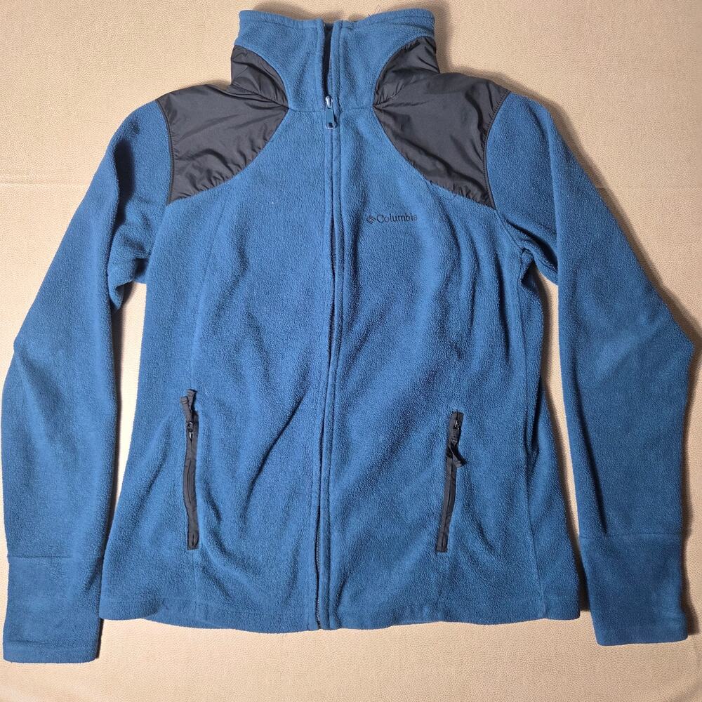 Columbia Women's Fleece Jacket Blue/Dark Gray Full Zip Size XL